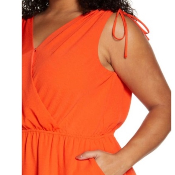 Chelsea28 Orange Fire Surplice Romper Size XXL Fully Lined - Picture 5 of 16